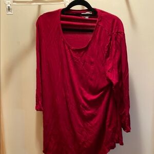 JM Collection Rich Red Long Sleeve Top